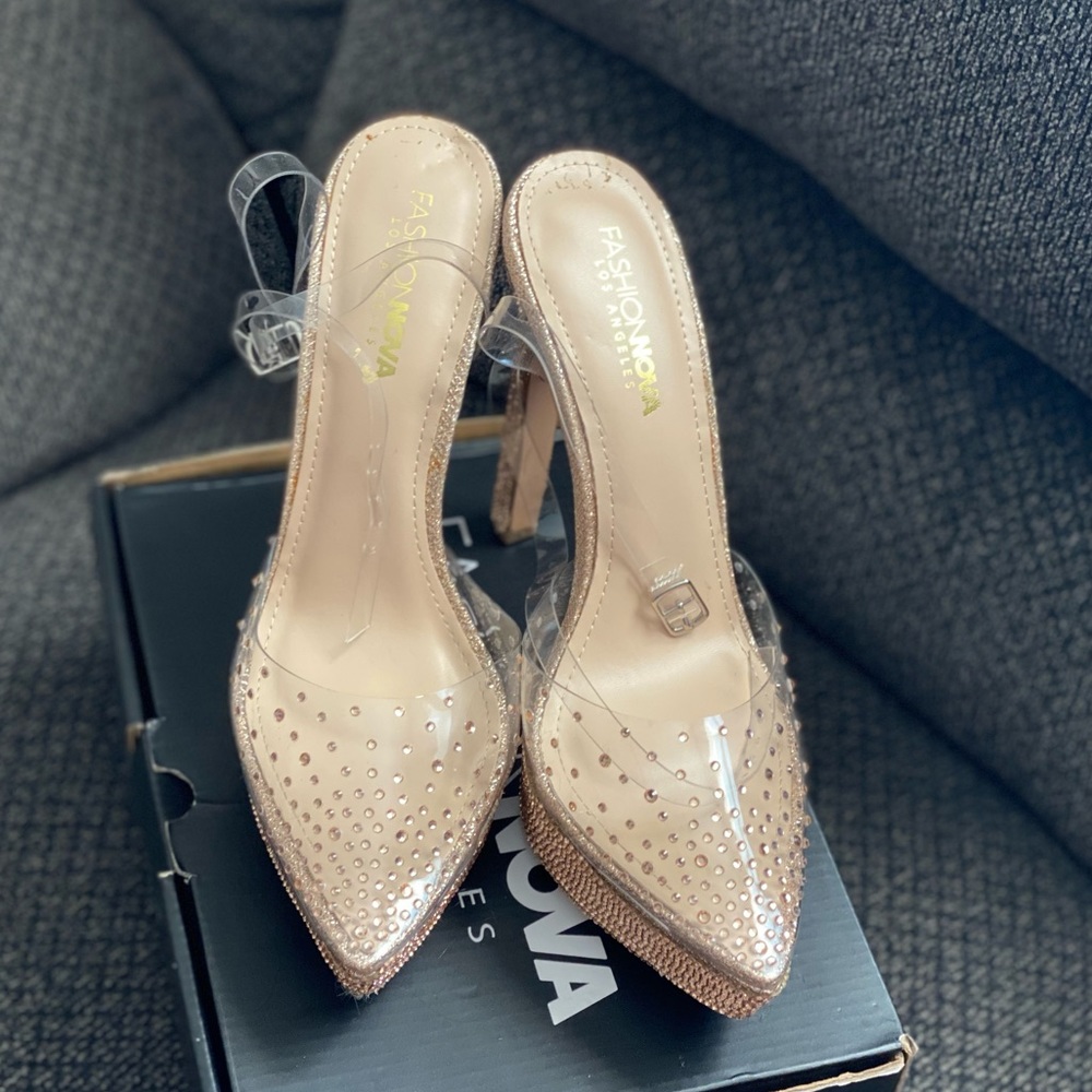 Clear and Gold Glitter Stilettos